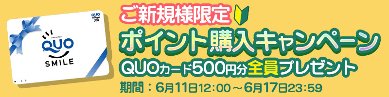 【全員】ポイント購入でQUOカード500円分プレゼント